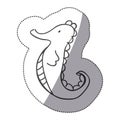 sticker silhouette seahorse animal marine design Royalty Free Stock Photo