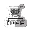 sticker silhouette shopping cart buy online icon stock Royalty Free Stock Photo