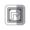 sticker silhouette square frame turn right traffic sign