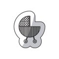 sticker silhouette traditional baby carriage with dotted soft top