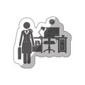 Sticker silhouette woman administrator in office