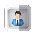 sticker silver square button with faceless executive man