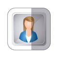 sticker silver square button with faceless executive woman