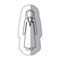 Sticker slhouette nun with ribbon of breast cancer