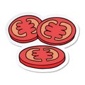 sticker of a sliced tomatoes cartoon