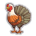 Sticker, small turkey. Turkey as the main dish of thanksgiving for the harvest, picture on a white isolated background