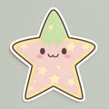 Sticker smiling star on a bright background. The Christmas star as a symbol of the birth of the savior