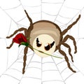 Sticker spider isolated Ã¢â¬â web with rose