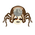 Sticker spider isolated Ã¢â¬â with coin