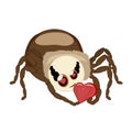 Sticker spider isolated with heart in hands