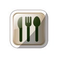Sticker Square Button Set Collection Cutlery