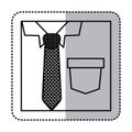 sticker square silhouette close up formal shirt with dotted necktie