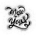 Sticker style calligraphy of New Year with black glittering effect.