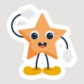 Sticker Style Funny Star Cartoon In Saluting