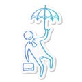 Sticker style icon - Businessman umbrella