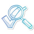 Sticker style icon - Magnifier check mark