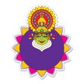 Sticker Style Kathakali Dancer Face With Empty Mandala Frame On White