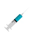 sticker syringe with blue medicine icon