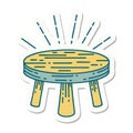 sticker of tattoo style wooden stool