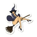 tattoo style sticker of a pinup witch