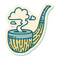 tattoo style sticker of a smokers pipe