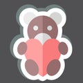 Sticker Teddy Bear. related to Valentine Day symbol. glyph style. simple design editable. simple illustration