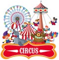 Sticker template for circus with many animals