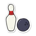 sticker of a ten pin bowling cartoon Royalty Free Stock Photo