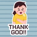 Thank god close save sticker with cute girl