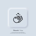 Sticker Thank you. Clapping Hands icon. Clap, applause icon. Vector. UI icon. Neumorphic UI UX white user interface web button