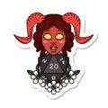tiefling with natural twenty dice roll sticker