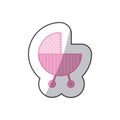 sticker traditional baby carriage with pink dotted soft top