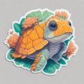 sticker turtle with a flower