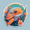 sticker turtle with a flower