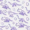 Sticker vector pattern with dinosaur skeleton.