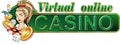 Sticker. A virtual online casino with a pretty girl, chips, dice and coins. An additional PNG format is available.