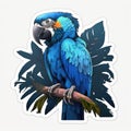 Representative sticker of fictional blue macaw, created in AI in high quality