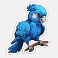 Representative sticker of fictional blue macaw, created in AI in high quality