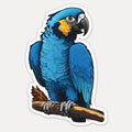 Representative sticker of fictional blue macaw, created in AI in high quality