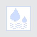 Sticker with Waves of water and Drops for illustration of liquid, water, rain and dampness. Symbol of aqua leakage