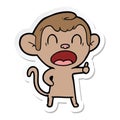 sticker of a yawning cartoon monkey