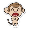 sticker of a yawning cartoon monkey