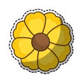 Sticker of yellow silhouette figure flower icon floral