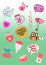 Glossy season of love valentines digital sticker sheet Royalty Free Stock Photo