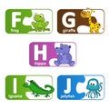 Stickers alphabet animals from F to J Royalty Free Stock Photo