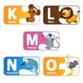 Stickers alphabet animals from K to O