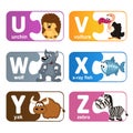Stickers alphabet animals from U to Z Royalty Free Stock Photo