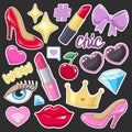 Stickers badges pack for girls. Royalty Free Stock Photo