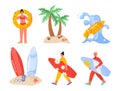 Stickers with beach elements set