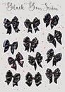 Stickers Black Silk Bows isolated.Concept of black friday,discounts and sales